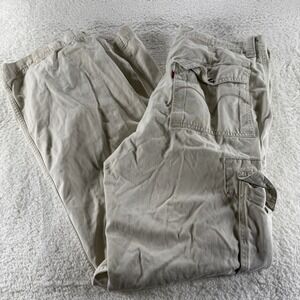 Y2K Levi's Cargo Loose Straight Khaki Pants 36x34 Light‎ Tan White Wide Leg